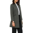 thumbnail image 4 of Abrigo largo de una sola botonadura de manga larga con escote en V elegante para mujer Inspire Chic, color gris oscuro, talla M, 4 of 6