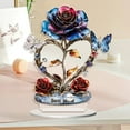 thumbnail image 2 of SSNTSY Rose Tabletop Ornament, 2D Acrylic Love Rose, Butterfly Pattern Rhinestones Desktop Ornament for Home Decoration Mother's Day Valentines Gifts, 2 of 5