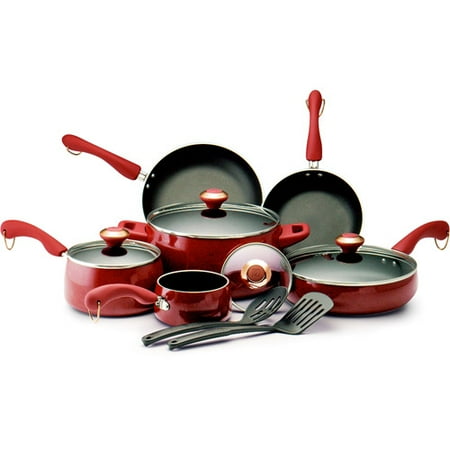  Paula  Dean Porcelain 12 Piece Cookware Set  Red Walmart  com