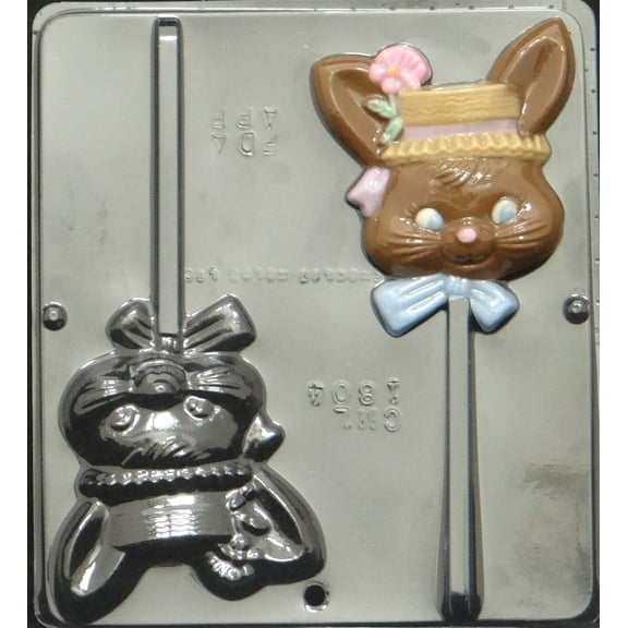 1804 Girl Bunny Lollipop Chocolate Candy Mold