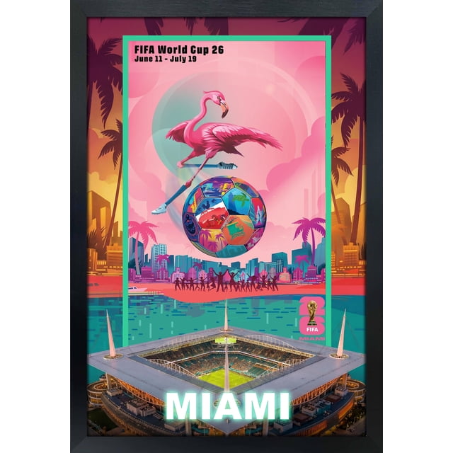 FIFA World Cup 2026 Miami Host City Framed Poster - Shadow Box - Glass - 19.5x28