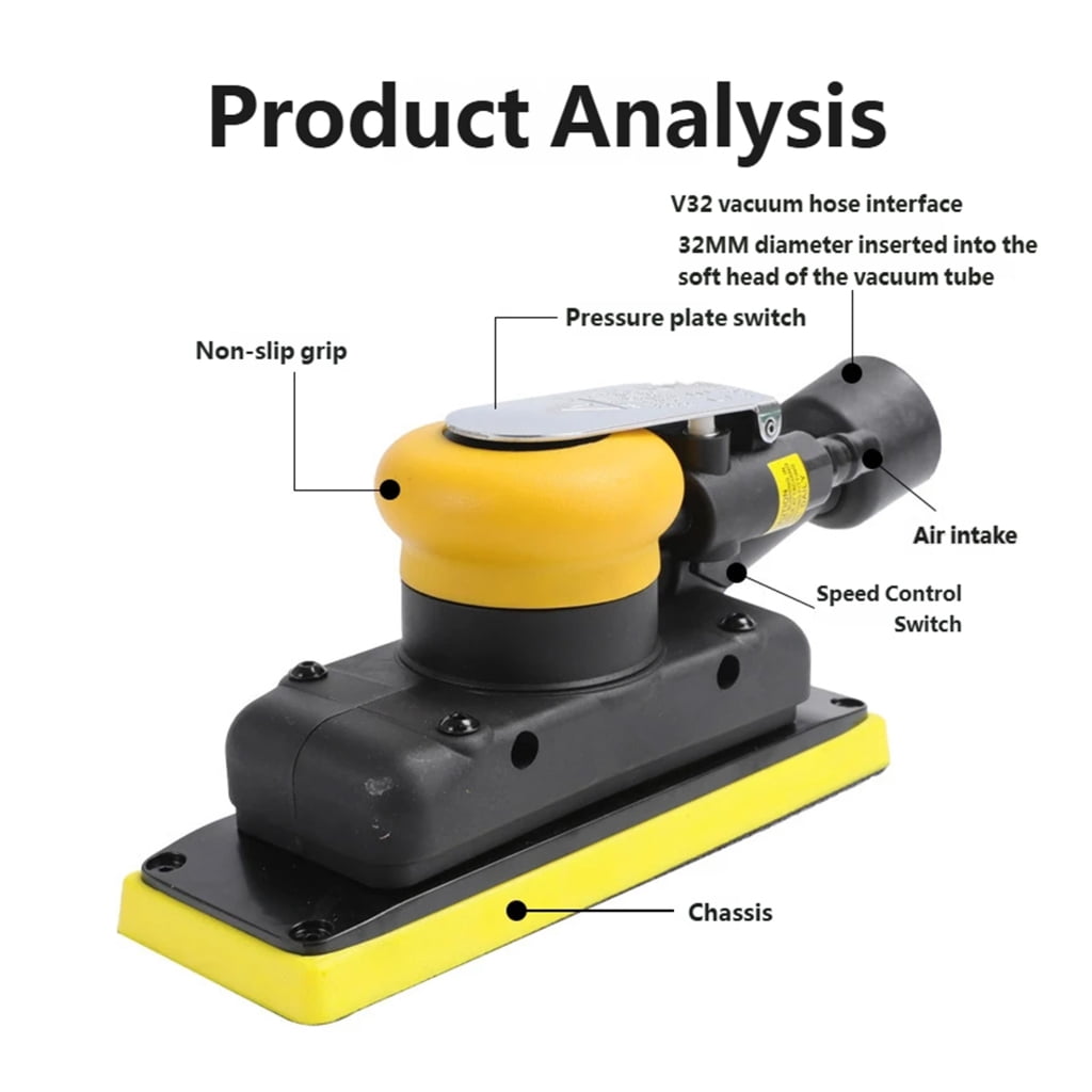 QueMer Precisions Air Powered Sander Pneumatic Random Orbital Sander Ideal For Furniture Making And Metal Polishing Tasks