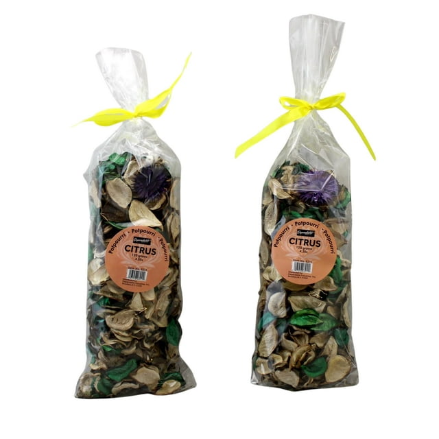 Relleno de jarrón y cuenco de pétalos de popurrí con aroma fresco, decoración del hogar, 2 bolsas grandes de 120 gramos cada una (cítricos)