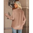 thumbnail image 5 of Zeagoo Womens Satin Blouse Long Sleeve V Neck Shirts Dressy Casual Button Down Business Shirts With Pockets, 5 of 6
