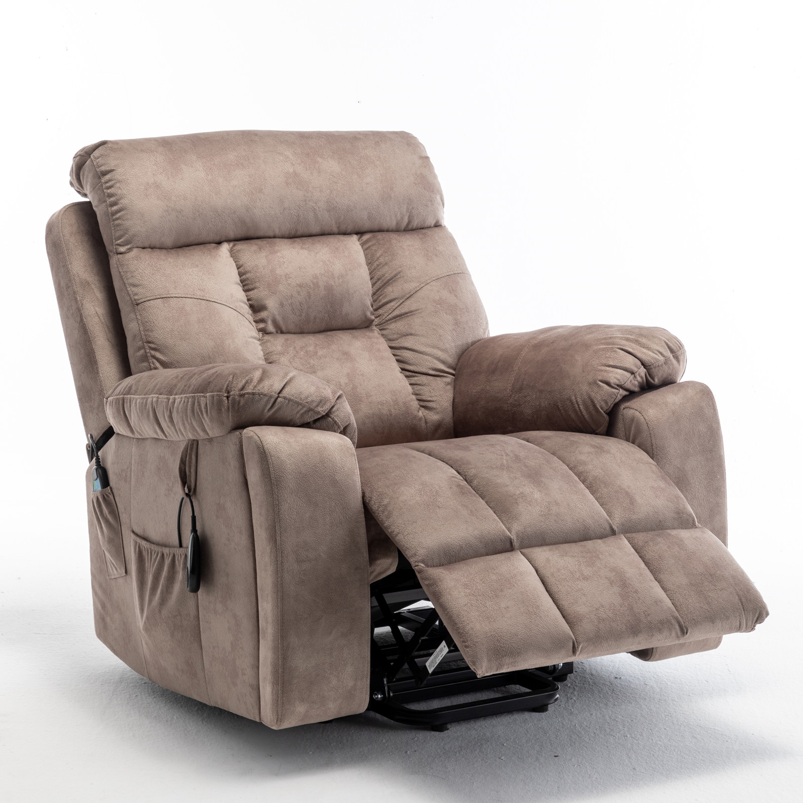 LITVZ 26in Extra Wide Recliner Chair for Big Man 400lbs, Oversized Power Lift Chair with Heat and Massage Hidden Cup Holder, Overstuffed Velvet Stand Up Recliner Lift Chairs for Elderly