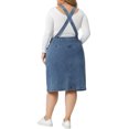 thumbnail image 3 of Agnes Orinda Plus Size Denim Overall Dress for Women Button Front Adjustable Strap Suspender Skirt 4X Gray Blue, 3 of 6
