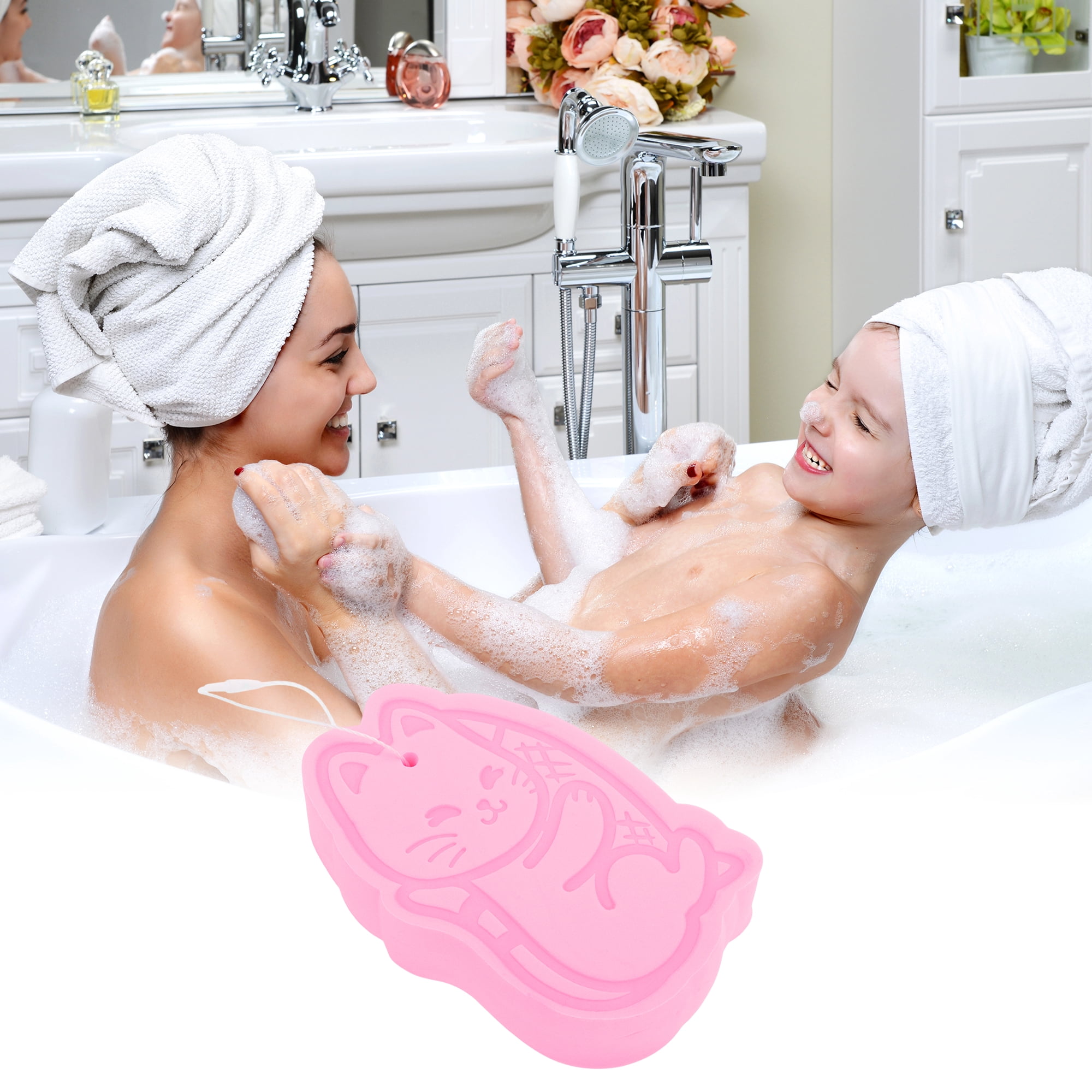 Unique Bargains Civet Cat Bath Sponge Body Scrubber 1 Pc Pink