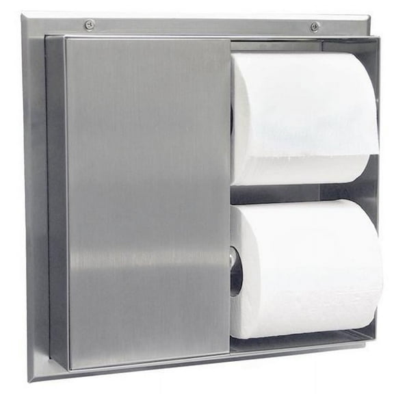 Bobrick B-386 - Partition-Mounted Multi-Roll Toilet Tissue Dispenser (Serves 2 Compartments)