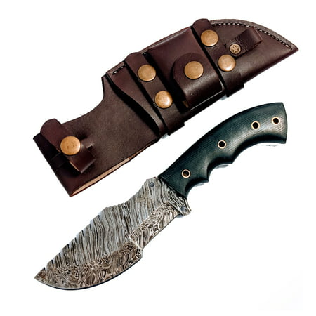Damascus Tracker Knife HT-14 Hometown Knives Hand Made Custom Forged Damascus High Polished Micarta handle Survival Tool Bushcraft