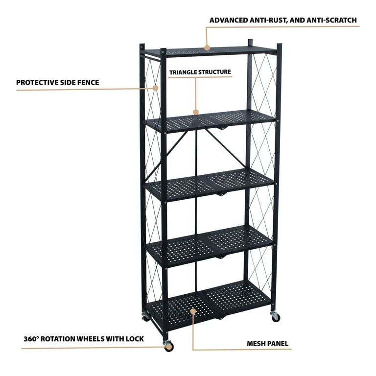 Organize It All 5 Shelf Foldable Metal Storage Shelves
