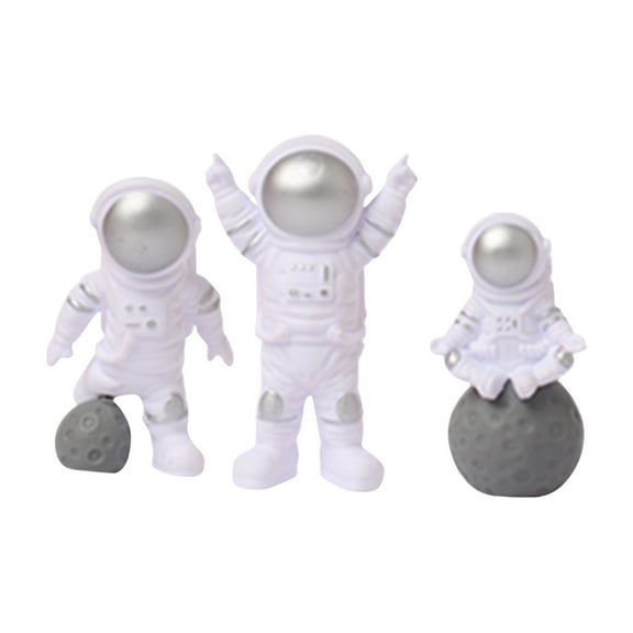 3PCS Astronaut Space Cake Toppers Outer Space Astronaut Figurine Space Theme Cake Decorations for Baby Shower Kids Birthday Party Supplies