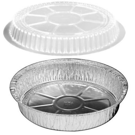 9 Inch Round Tin Foil Pans Disposable Aluminum With Plastic Lids - Freezer & Oven Safe - For Baking, Cooking, Storage & Reheating, By MontoPack (Pack of