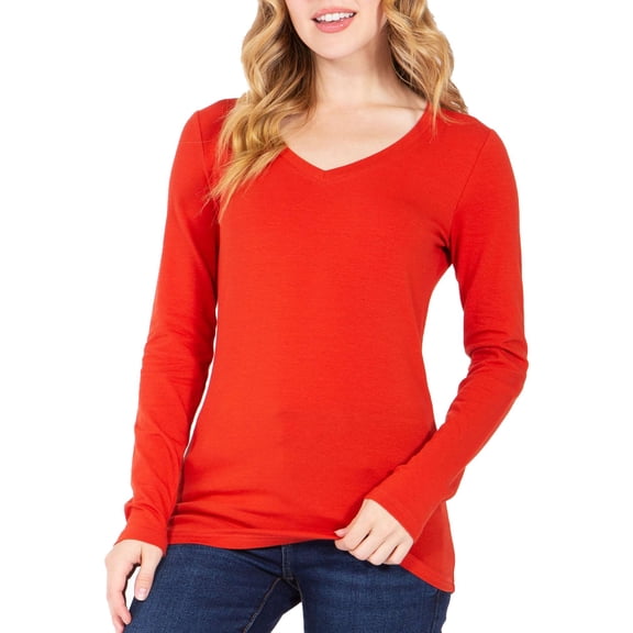 FashionMille Women's Long Sleeve Casual Basic Lightweight V Neck Cotton T-Shirt Top
