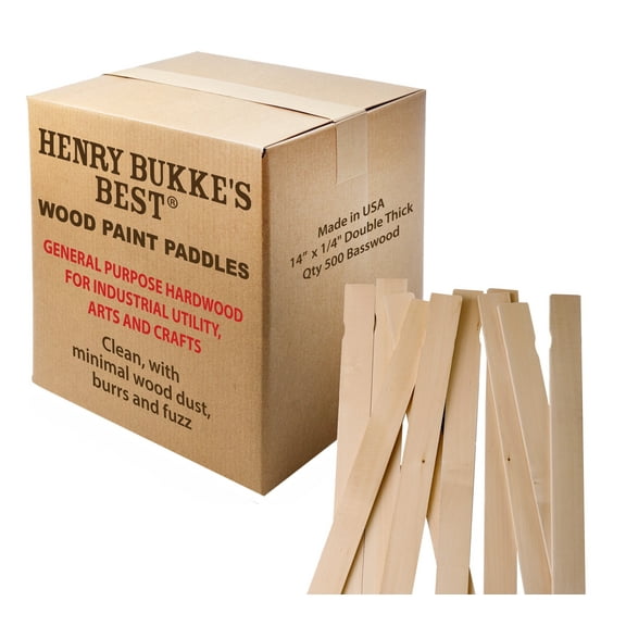 500 Paint Stir Sticks – 14 in. Extra Thick Basswood, Bulk Pack for Paint, Resin, Adhesives, Industrial Mixing – Smooth, Splinter-Free – Henry Bukke’s Best – USA Made