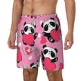 thumbnail image 2 of Uemuo Panda Heart Valentine Pink Pattern Mens Swim Trunks Quick Dry Board Shorts with Mesh Lining, Stretch Beach Shorts Quick Dry No-Chafing Board Shorts-X-Large, 2 of 9