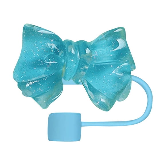 Colorful Bowtie Straw Covers Silicone Straw Dust Stoppers Reusable Straw Toppers Decorative Drink Stir Sticks Mug Accessories for Party Home Kitchen Travel Gift - Blue