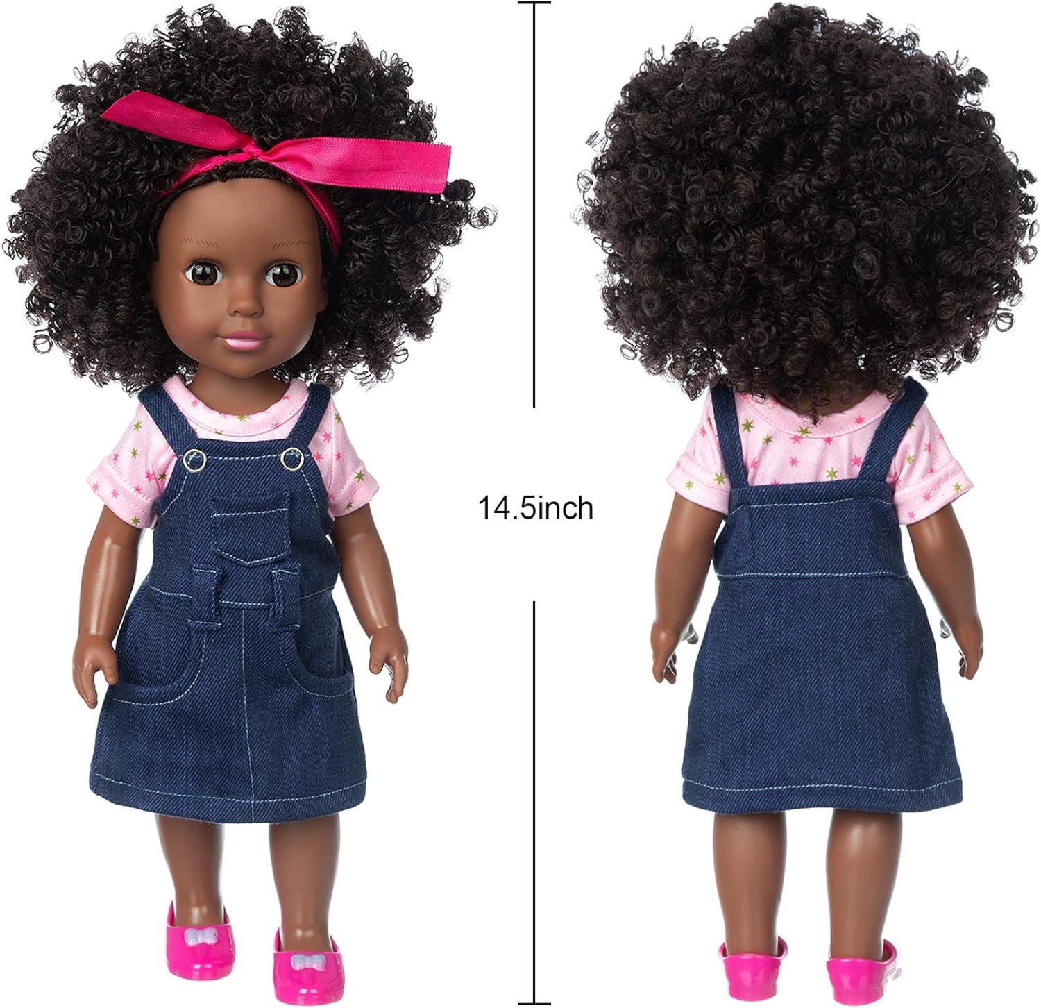 ZITA ELEMENT 14.5 Inch Black Doll Black Baby Girl Doll and Clothes Set African Washable Realistic Silicone Girl Dolls -Best Gift for Girls