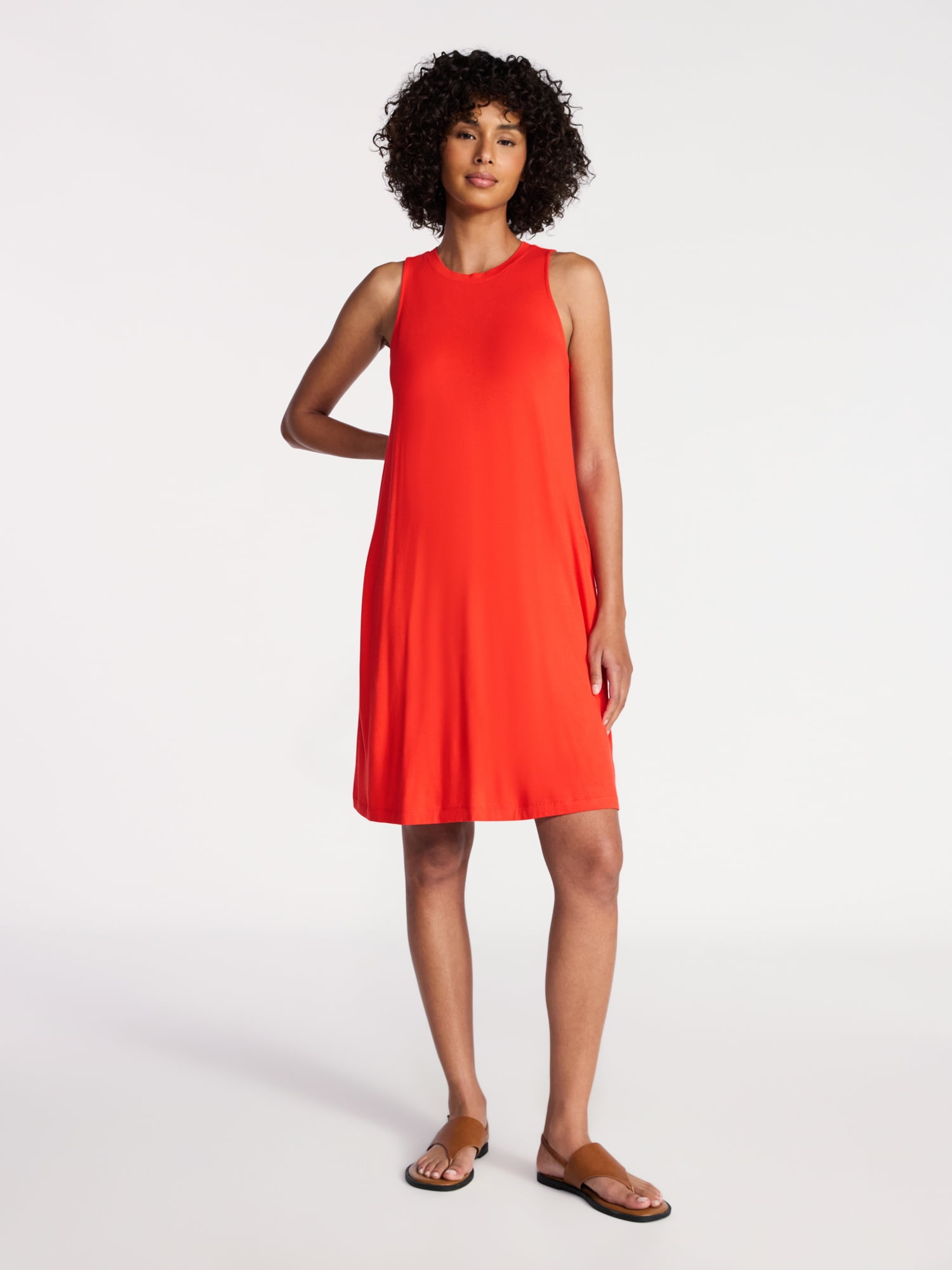 Time and Tru Women’s Sleeveless Knit Swing Dress, Sizes XS-XXXL