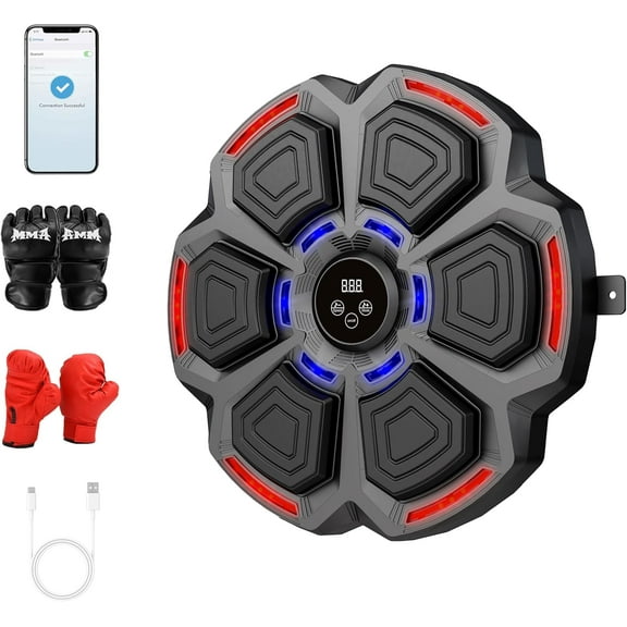 Music Boxing Machine for Adults, Bluetooth Smart Boxing Training Machine, Wall Target Punching Workout for Kids, Fun Fitness Equipment, Reflex Training Suitable for Home, Office, Gym