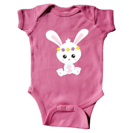 

Inktastic Cute Bunny White Bunny Bunny With Flower Wreath Gift Baby Girl Bodysuit