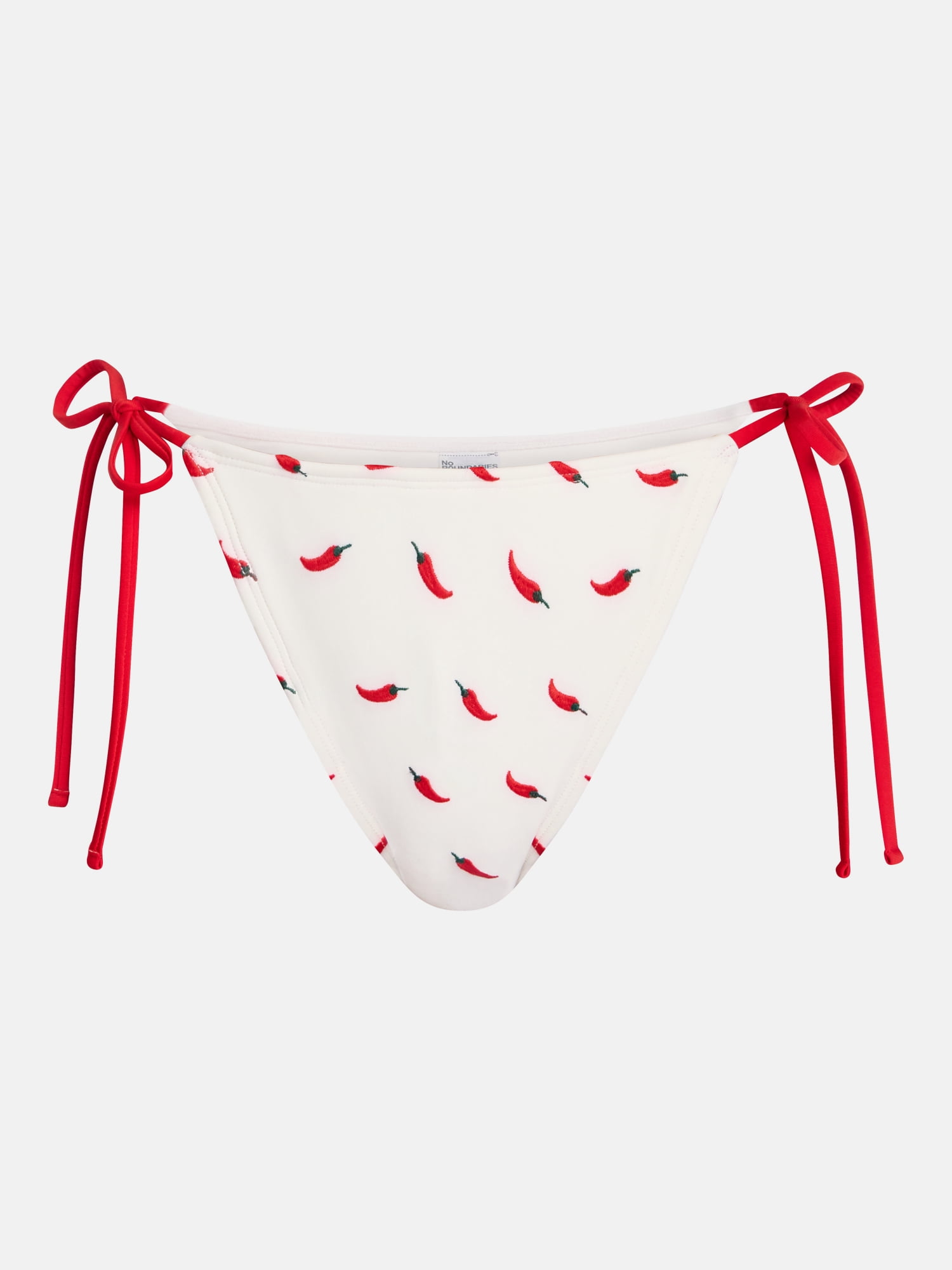 No Boundaries Chili Pepper Print Side Tie Bikini Swim Bottoms, Women's XXS-XXL