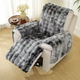thumbnail image 2 of Plush Recliner Slipcover Home Fur Fluffy Recliner Chair Slipcover Non Back Fuzzy Fluffy Reclining Couch Cover Soft Comfort Sofa Slipcover Washable Furniture Protector (Black Gray), 2 of 5