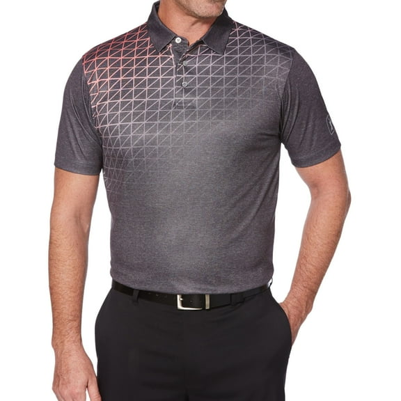 PGA Tour Mens Gradient Tech Polo Shirt, Grey, Small