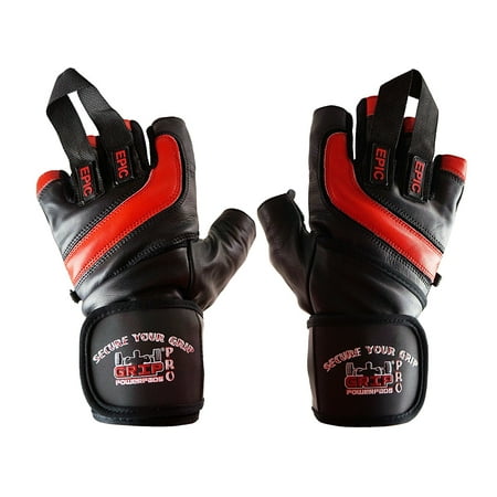 EPIC Leather Gym Gloves with Built in 2  Wide Wrist Wraps Best Grip & Design for WeightLifting Power Lifting Bodybuilding & Strength Training Workout Exercises price history on PriceWatchPro