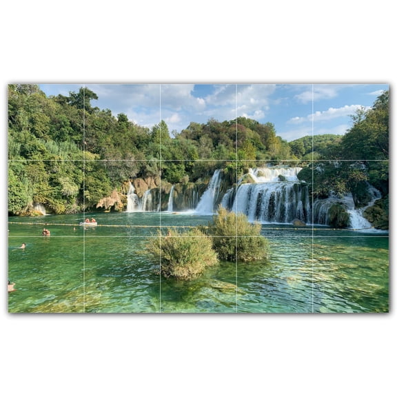 Picture-Tiles.com: Waterfalls Ceramic Tile Wall Mural WAL501127-53XL. 60"W x 36"H using (15) 12" x 12" Ceramic Tiles-Satin Finish
