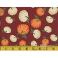 thumbnail image 2 of Mook Fabrics Thanksgiving Fall Autumn Pumpkins on Burgundy 100% Cotton Fabric By the yard, 2 of 2