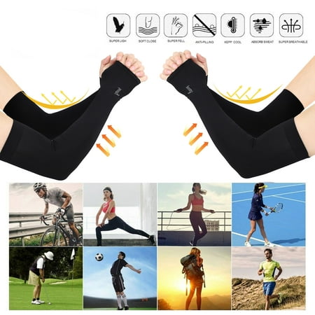 TSV UV Protection Cooling Arm Sleeves Men Women Sunblock Cooler Protective Sports Running Golf Cycling Basketball Driving Fishing Long Arm Cover Sleeves, with Thumb Hole