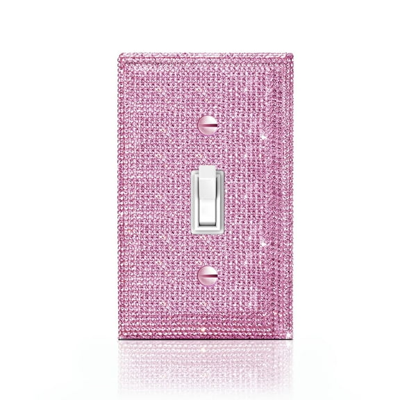 Trianu Bling Wall Plate Cover Colorful Rhinestone Light Switch Cover Colored Bling Light Switch Cover Shiny Sparkle Bling Crystal Rhinestones Wall Plate Cover (Pink)