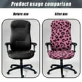 thumbnail image 4 of FKELYI Office Chair Cover Removable Computer Chair Slipcover Black Pink Leopard Print Stretch Fabric Swivel Chair Protector Covers for Boss Chair Armchair, Large, 4 of 6