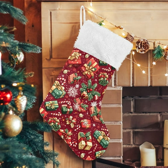 Ryvnso Christmas Stockings Christmas Candy Snowflake 17.7" Large Stocking Decoration 1 Pack
