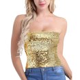 thumbnail image 4 of Women Sparkly Sequins Crop Tube Top Strapless Off Shoulder Metallic Wrap Chest Stretchy Bandeau Party Clubwear, 4 of 9