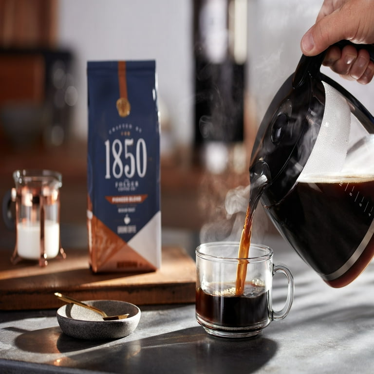 1850 Pioneer Blend Coffee, Medium Roast Whole Bean Coffee, 12 oz