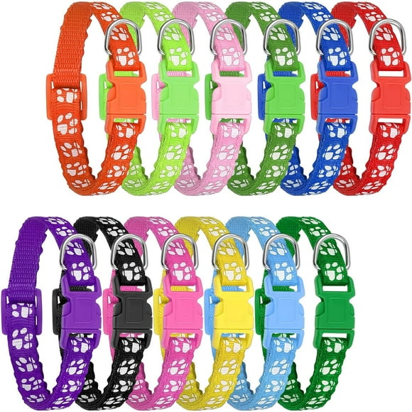 shiyou-12 Pcs Puppy Collar, Puppy ID Collar Adjustable Identification Puppy Whelping Breakaway Safety Collars Reusable Washable for Breeders Little Dogs and Cats Neck - 8~12 Inches
