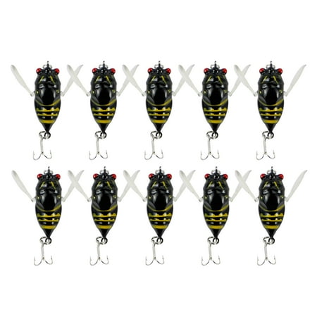 10 Pieces Fishing Accessories Hard Baits Swimbaits Cicada for Sea Fishing saltwater and freshwater - Black 5x2.3cm