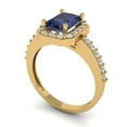 thumbnail image 2 of 1.92 ct Emerald Cut Simulated Blue Sapphire Halo Engagement Ring for Women in 18K Yellow Gold, 2 of 5