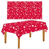 Chmadoxn Valentine's Day Rec Tablecloth, Red Pink Heart Fabric Table Cloth, Washable Table Cover for Wedding Anniversary Holiday Picnic, 54×108 Inch