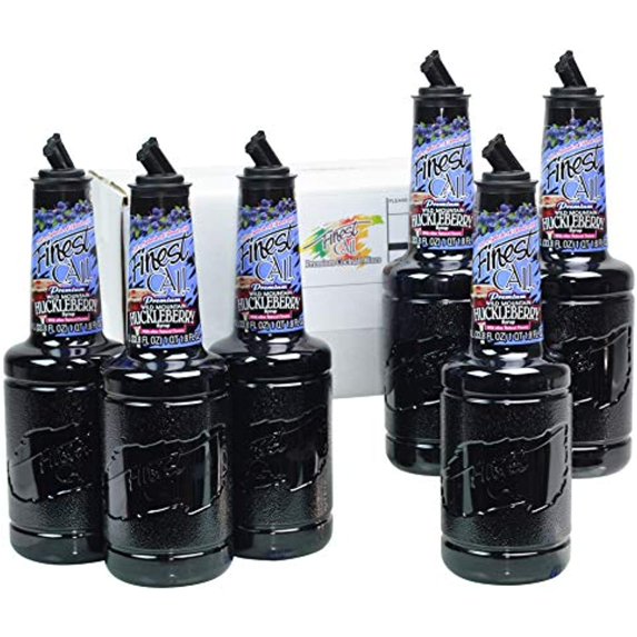 Finest Call Premium Huckleberry Syrup Drink Mix, 1 Liter Bottle (33.8 Fl Oz), Pack Of 6