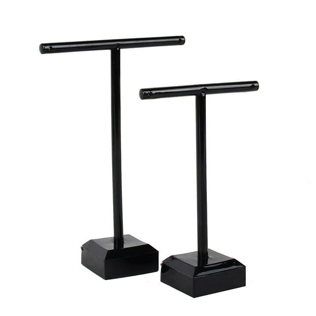 Qarigey 2 uds soporte de exhibición en forma de T estante de almacenamiento Vertical Base estable resistente ahorro de espacio estante de Ropa, zapatos y accesorios Miscelánea Negro