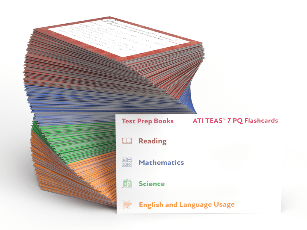 ATI TEAS 7 Practice Question Study Cards: ATI TEAS Test Prep for the Nursing Entrance Exam [Full Color Cards]