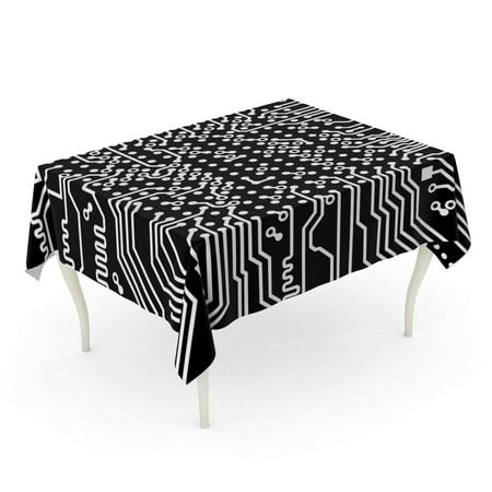 

SIDONKU Pattern High Tech Circuit Board Electricity Intelligence Artificial Black Tablecloth Table Desk Cover Home Party Decor 60x84 inch