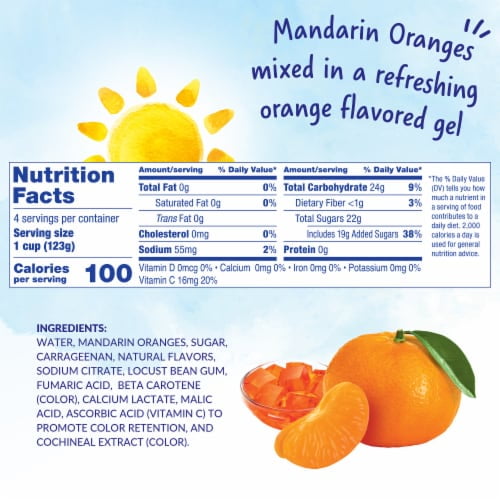 2X-Dole Fruit Bowls Mandarins in Orange Flavored Gel Cups - 4.3 oz - 4 ct