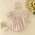 thumbnail image 4 of EnJoCho Baby Comfy Outfits Girls Short Sleeve Plaid Printed Pullover Romper Bodysuits Headbands Set Toddler Kids Trendy Princess Bodysuit Outfits, 4 of 4