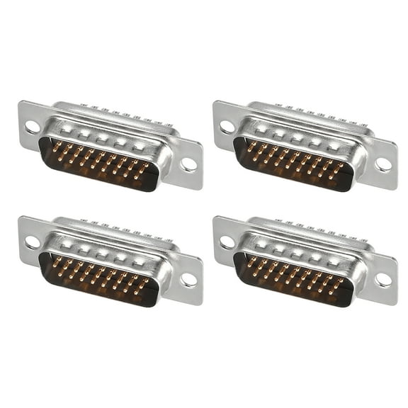 D-sub Connector Male Plug 26-pin 3-row Solder Type Black 4pcs