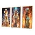 thumbnail image 3 of Designart "Glorious Cyberpunk Urban Goddess of Tokyo I" Cyberpunk Woman Framed Wall Art Set Of 3 - Gold Woman Cyberpunk Frame Canvas Set For Living Room Decor, 3 of 6