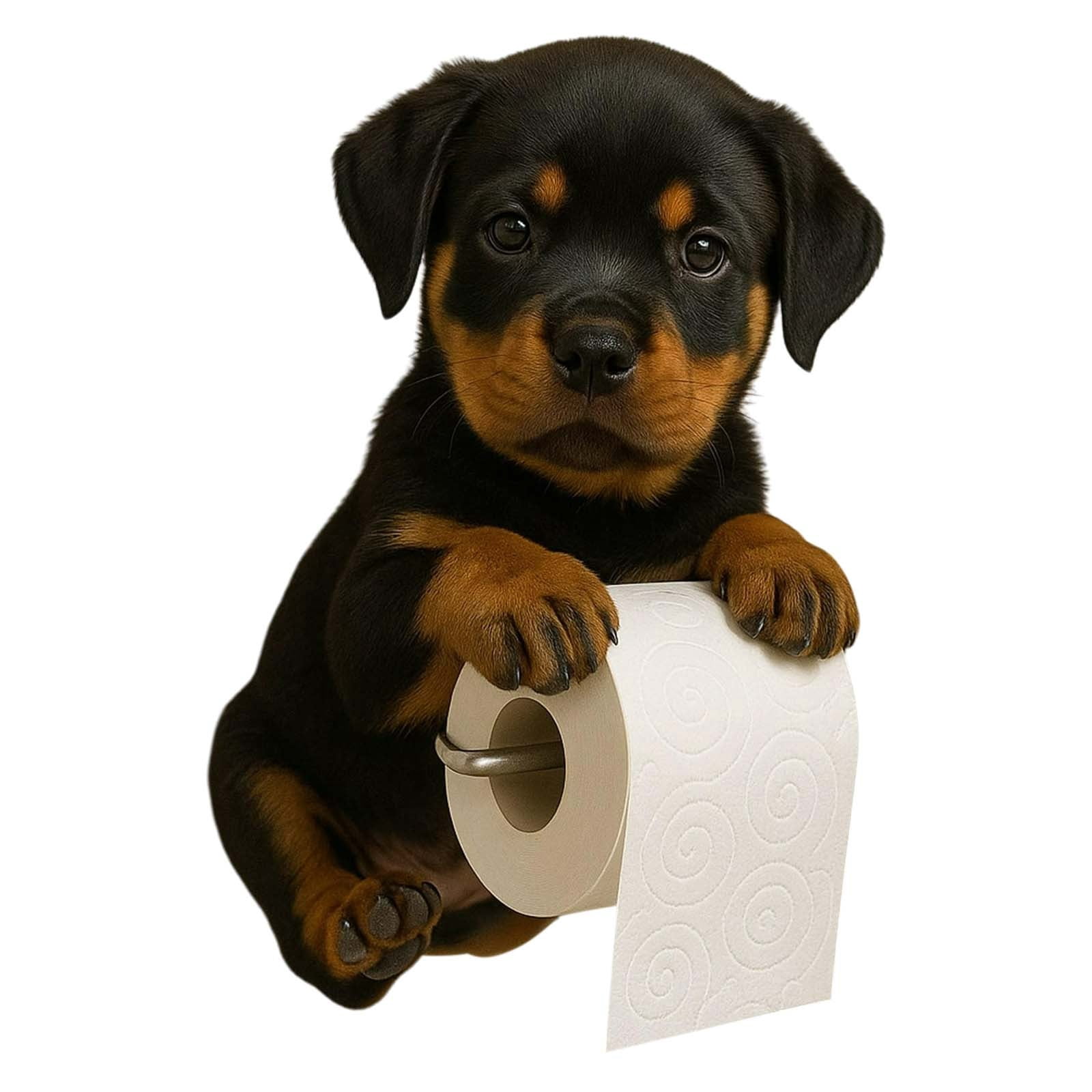 Dog Toilet Paper Holder Resin Wall-Mounted Animal Theme Bathroom Functional Decor Novelty Sculpture Home Restroom Tissue Dispenser 6.3x4.72x8.66in