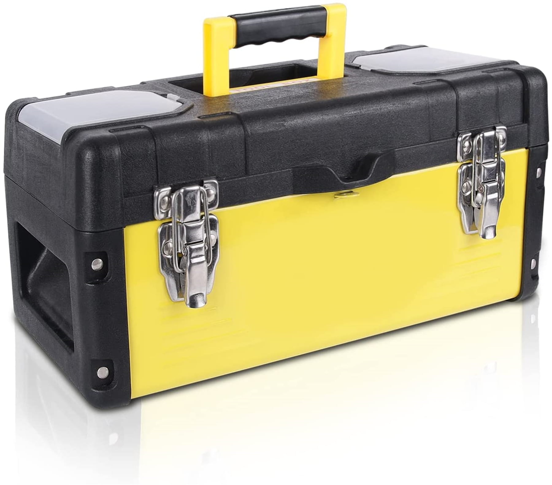 Tool Box with Removable Tool Tray Easy Access ,sloped side design for easy  lifting,built with stainless steel latch 
